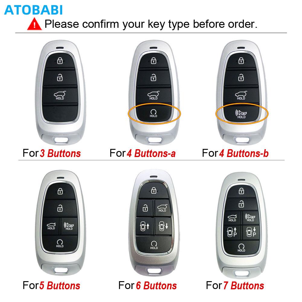 Atobabi Leather Car Key Case Keychain For Hyundai Tucson Nexo Santa Fe Azera Sonata   Smart Remote Control Protect Cover