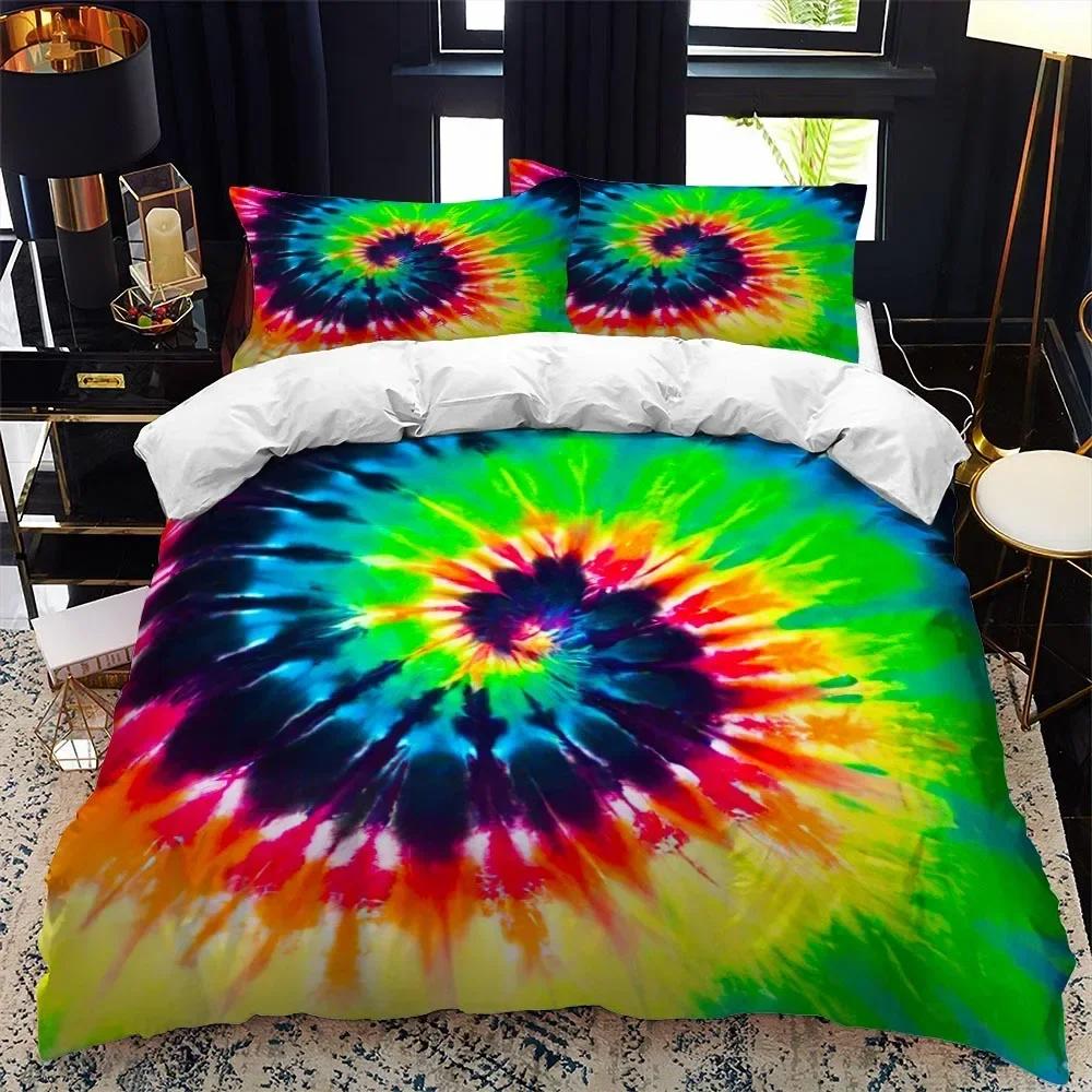 Color tie dyeing Comfortable Duvet Quilt Cover Pillowcase Bedding Set Children Bedroom Decoration Home Textile