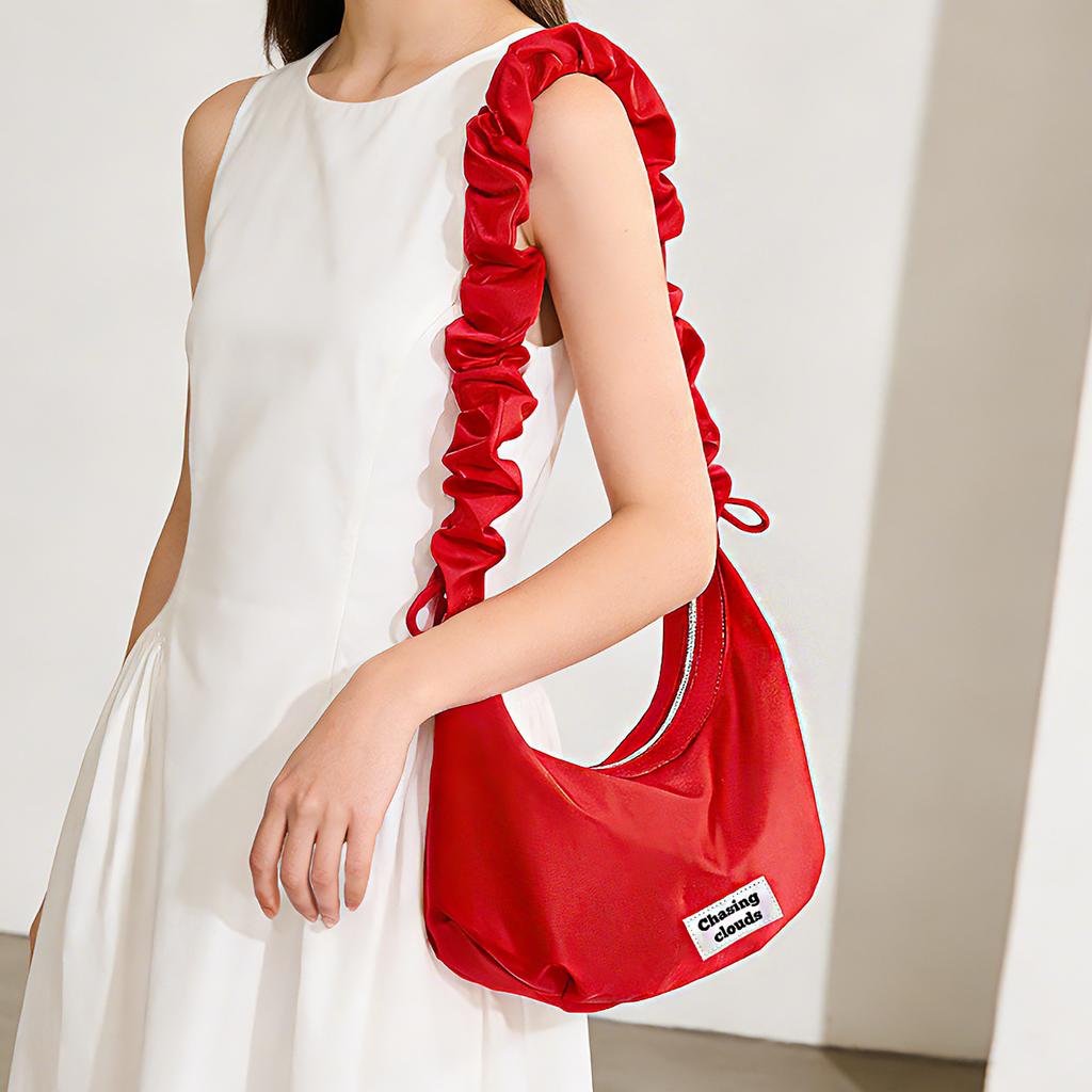 Fashionable Pleated Cloud-shaped Bag, Large Capacity Dumpling Bag, Diagonal Crossbody Bag