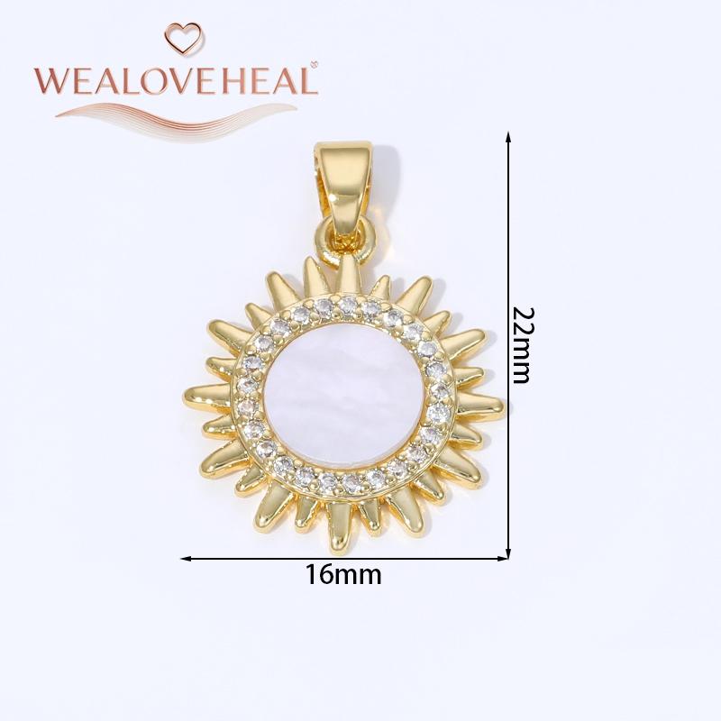 18K Gold Plated Brass Metal Cubic Zirconia Sun / Cross / Horseshoe / Chili Pepper / Wings Pendants Charms For Jewelry Making