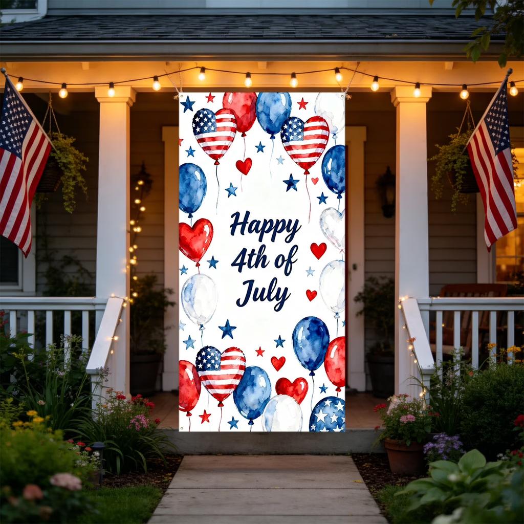 Independence Day Balloon Print Decorative Towel Soft Absorbent Microfiber Fabric for Home Kitchen Bath Use Fourth of July Theme