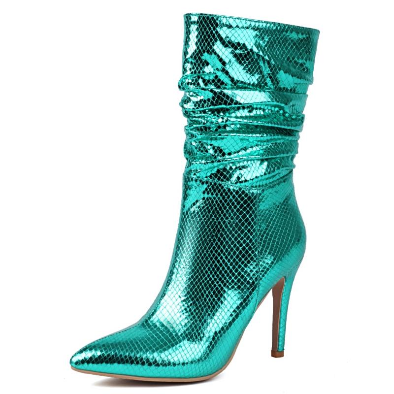 Luxury Ankle Boots For Women Shoes 2024 Fashion Sexy Blue Gold Silver High Heels Short Socks Boots Ladies Pink Party Dance Shoes