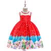 Christmas Children'S Dress Cartoon Printed Satin Cloth Performance Christmas Dance Performance Dress