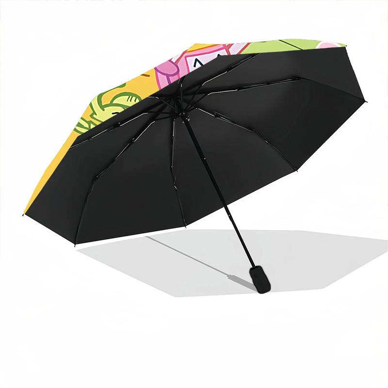 1pc Adventure Time Characters Automatic Umbrella 8 Rib Portable Folding Black Iron Frame for Outdoor, Beach, Travel, Beach Umbrella 161