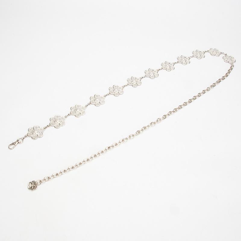New Ethnic Style Fashionable Flowers Hollow Exquisite Carved Waist Chain Dress Versatile Metal Waist Chain Accessories