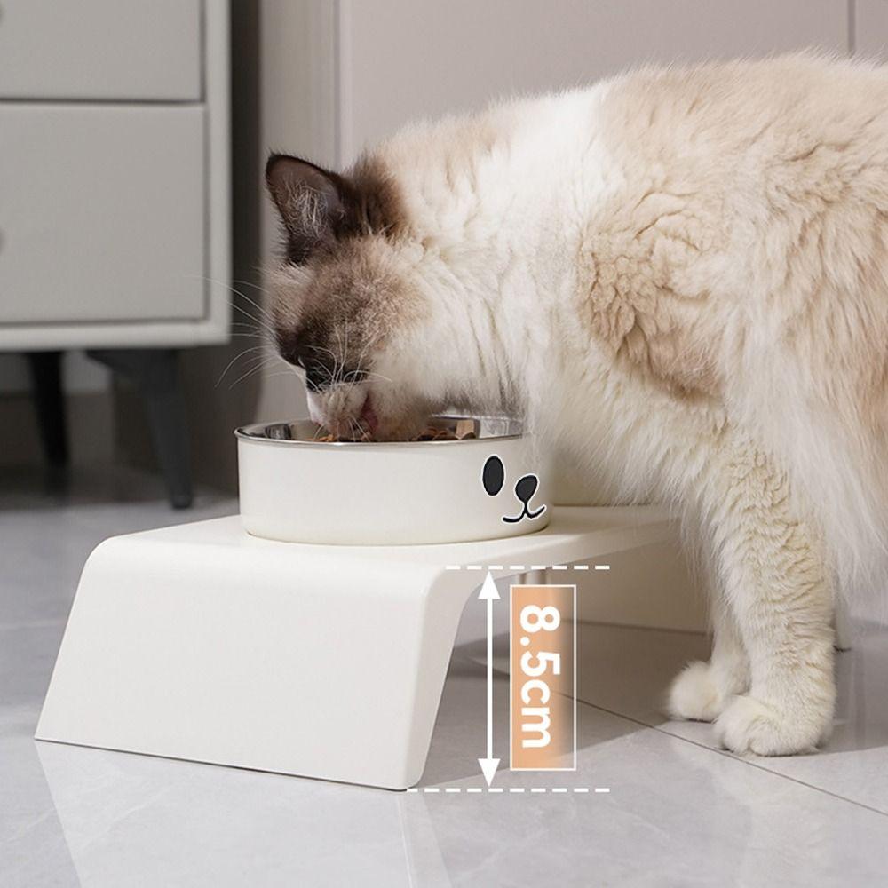 Double Bowl Design Cat Food Plate 8.5cm Lifting Height Pet Feeding Bowl  Pet Supplies