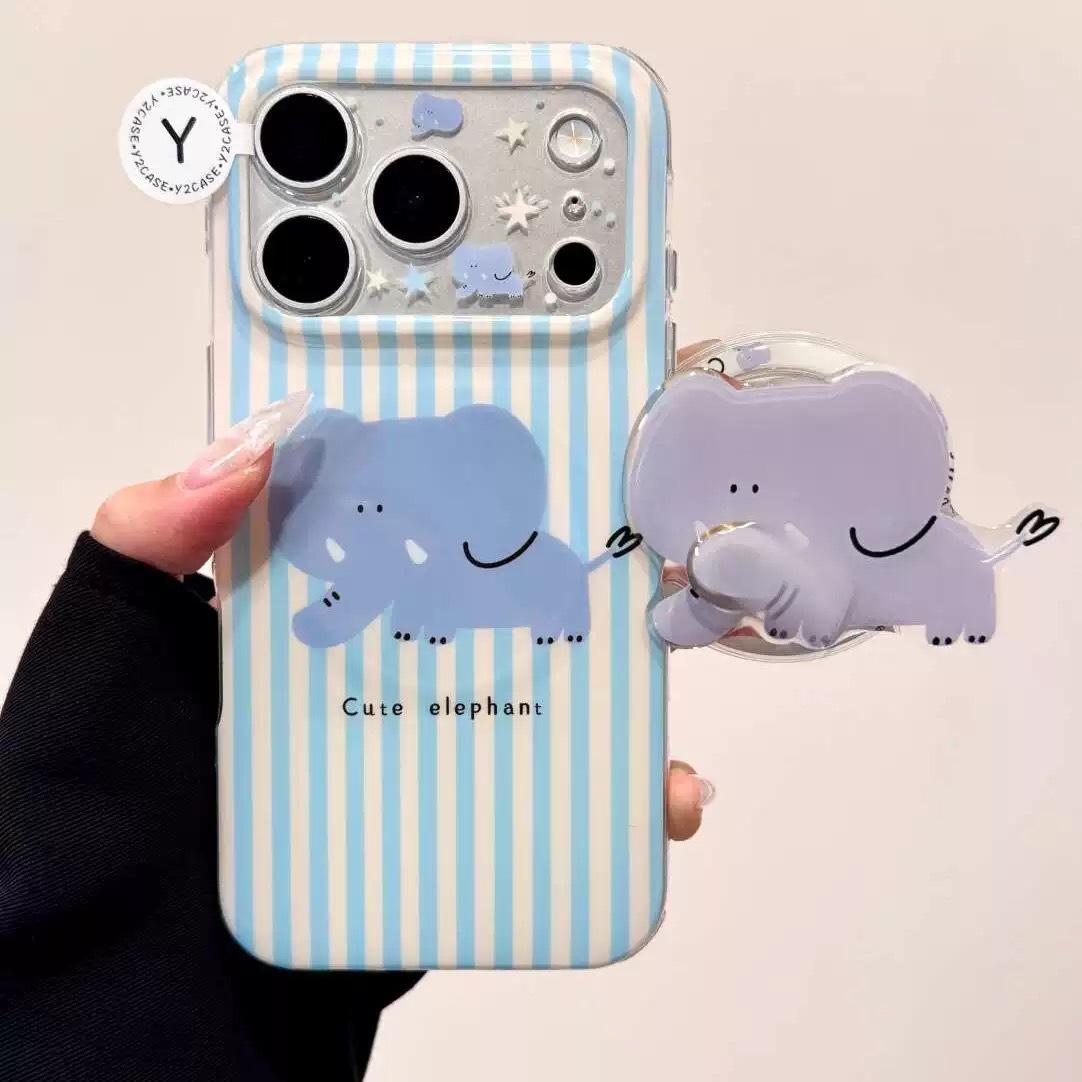 

Transparent Silicone Anti-Drop Phone Case for iPhone 15/16/17 Pro Max - Cute Elephant Design iPhone 15 Pro