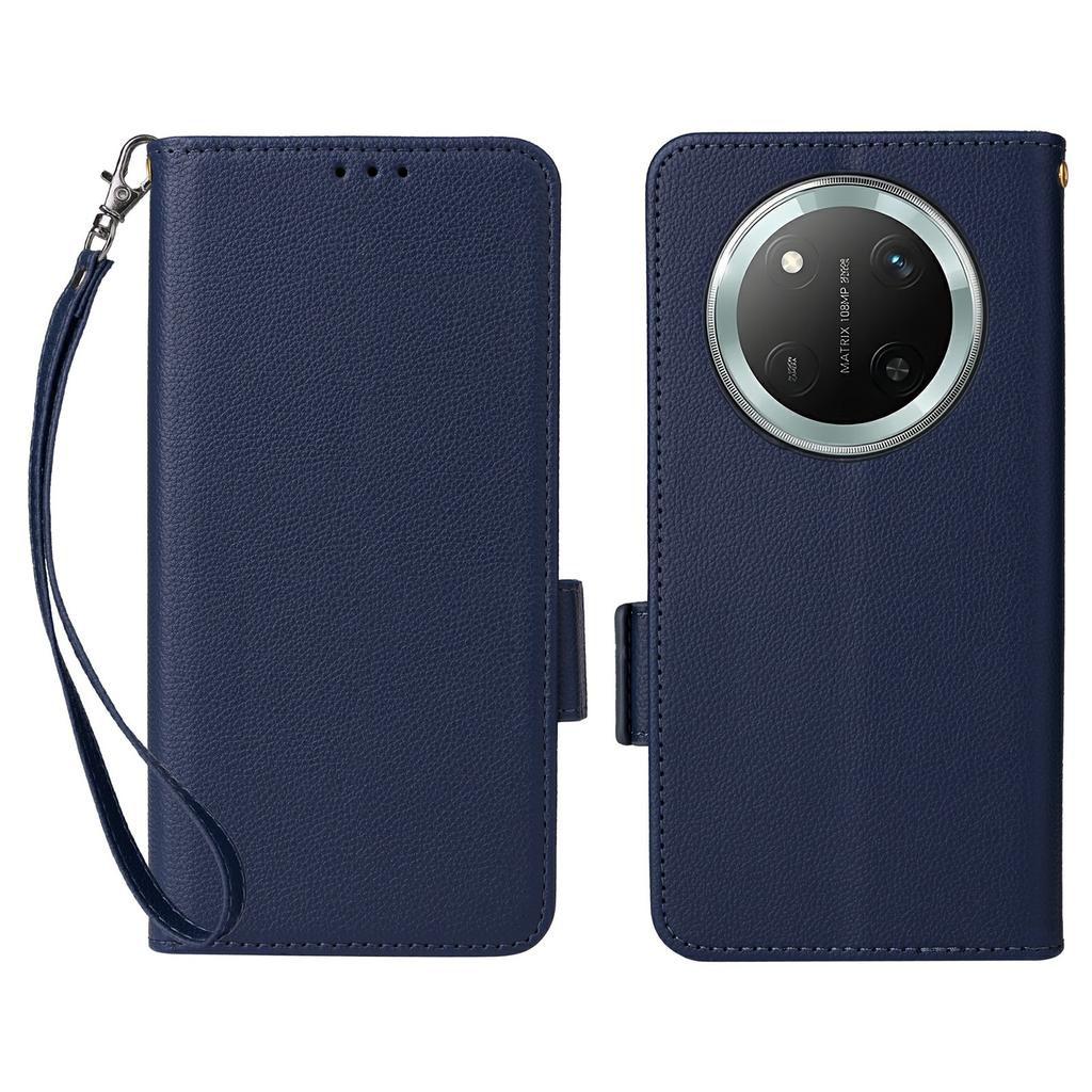 Leather Case with Wrist Strap for Honor X9c 5G/Magic7 Lite 5G/X60 Pro 5G Litchi Texture Wallet Phone Cover