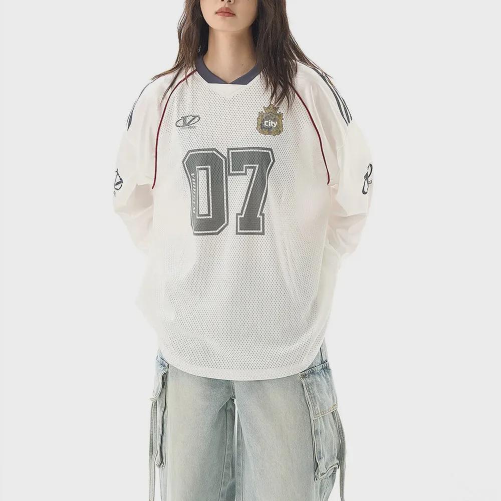 Unisex V-Neck Long-Sleeve Retro Jersey Top