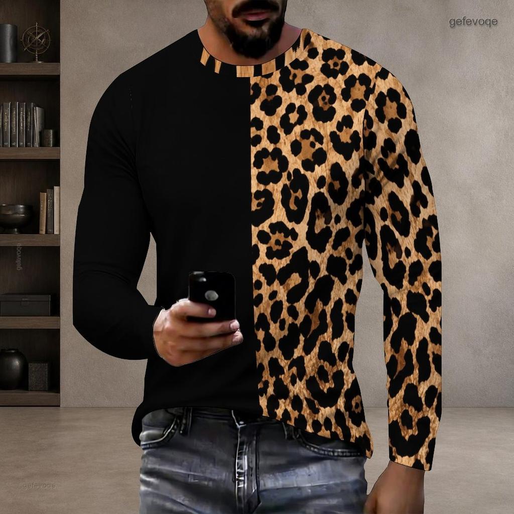 Men Plus Size Camouflage Printed Round Neck Long Sleeve T Shirt Pullover Straight Hem