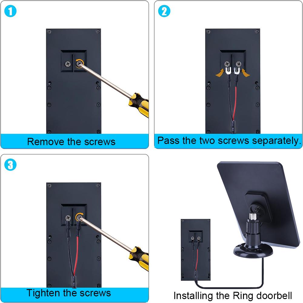 20W 5V Solar Charger for Ring Video Doorbell 4/3/2 Waterproof Solar Charging Panel 360 Degree Adjustable Bracket with 3M Cable
