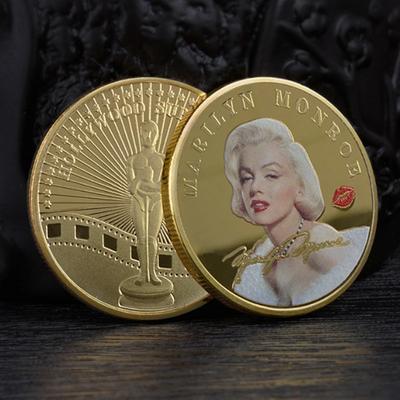 Monroe-Gedenkmünze, Superstar, Marilyn, Metallmedaille, Farbmalerei, vergoldete Silbermünze, Lucky Love, Souvenir-Münzsammlung