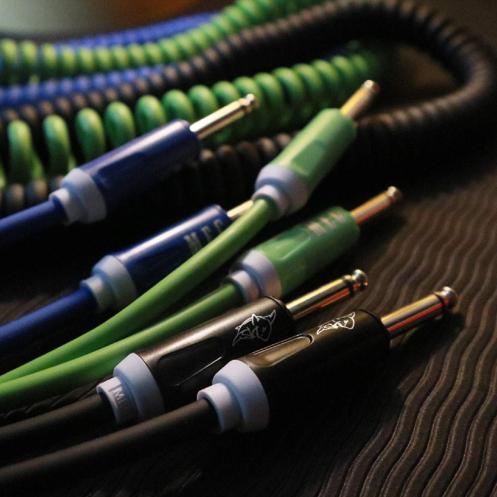 Aestivate Guitar Coiled Cable Bass Shield Curl Cord 10ft3m (Green)