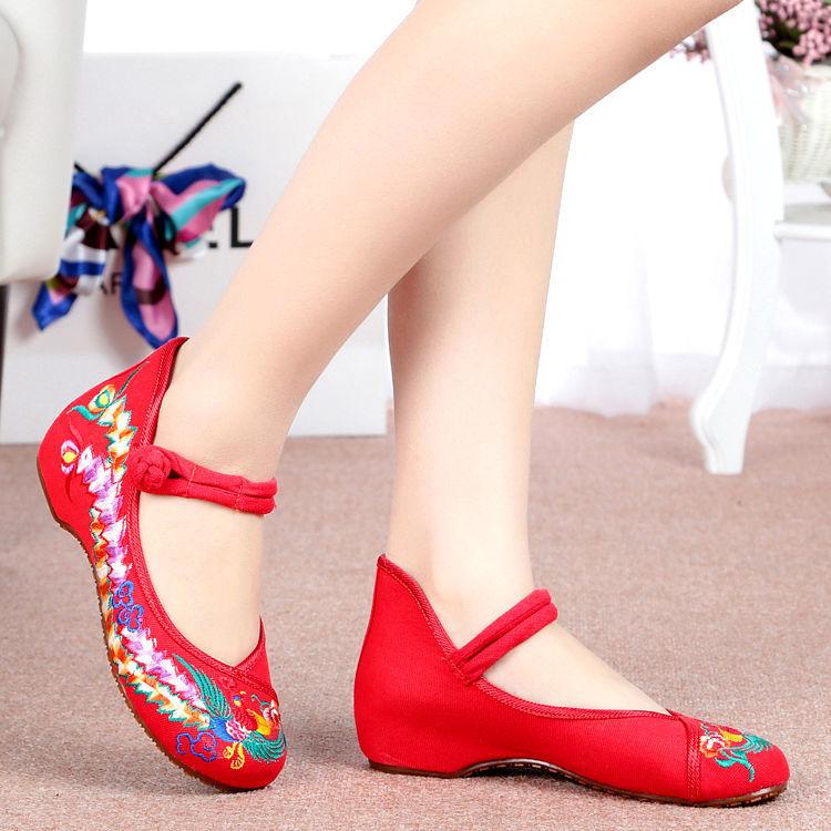

Ethnic Style Embroidered Ballet Flat shoes Women Fashion Vintage Ankle Strap loafers Casual Streetwear thick bottom Footwears 34