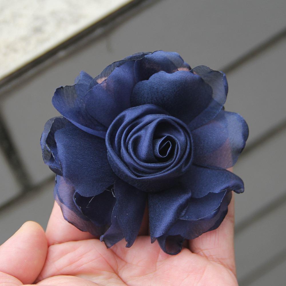 5Pcs 8cm Silk Roses Flower Head DIY Burnt Fabric Hair Flowers Women Hair Accessories