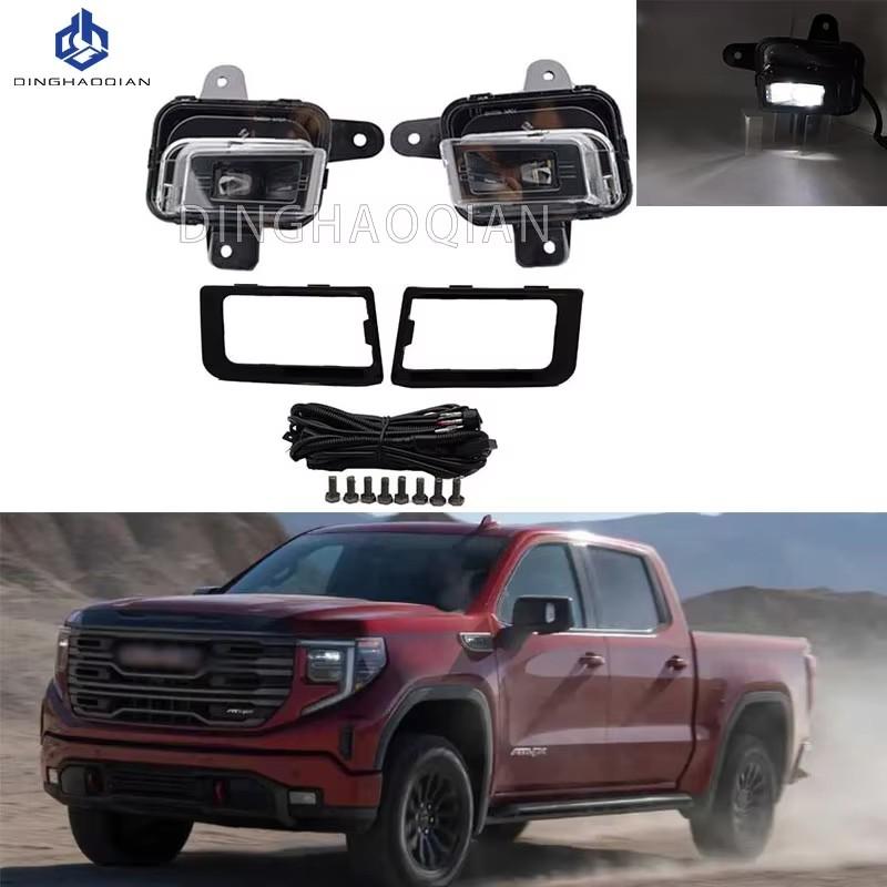 set Front LED Fog Light For GMC Sierra 1500 2022 2023 2024 fog Lamps Wiring headlights foglights cover frame kit accessories