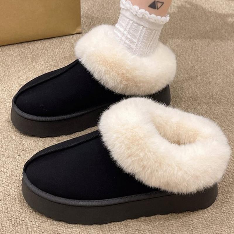 Fashion Comfortable Faux Furry Snow Boots Women Winter 2025 Solid Color Platform Ankle Boots Woman Sewing Plus Size Warm Booties Ladies