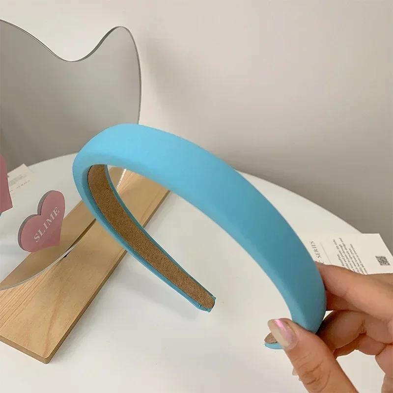 New Korean Colored Solid Sponge Hair Hoop for Women's Retro Knitted Soft Headwear Suitable for Various Styles of Accessories