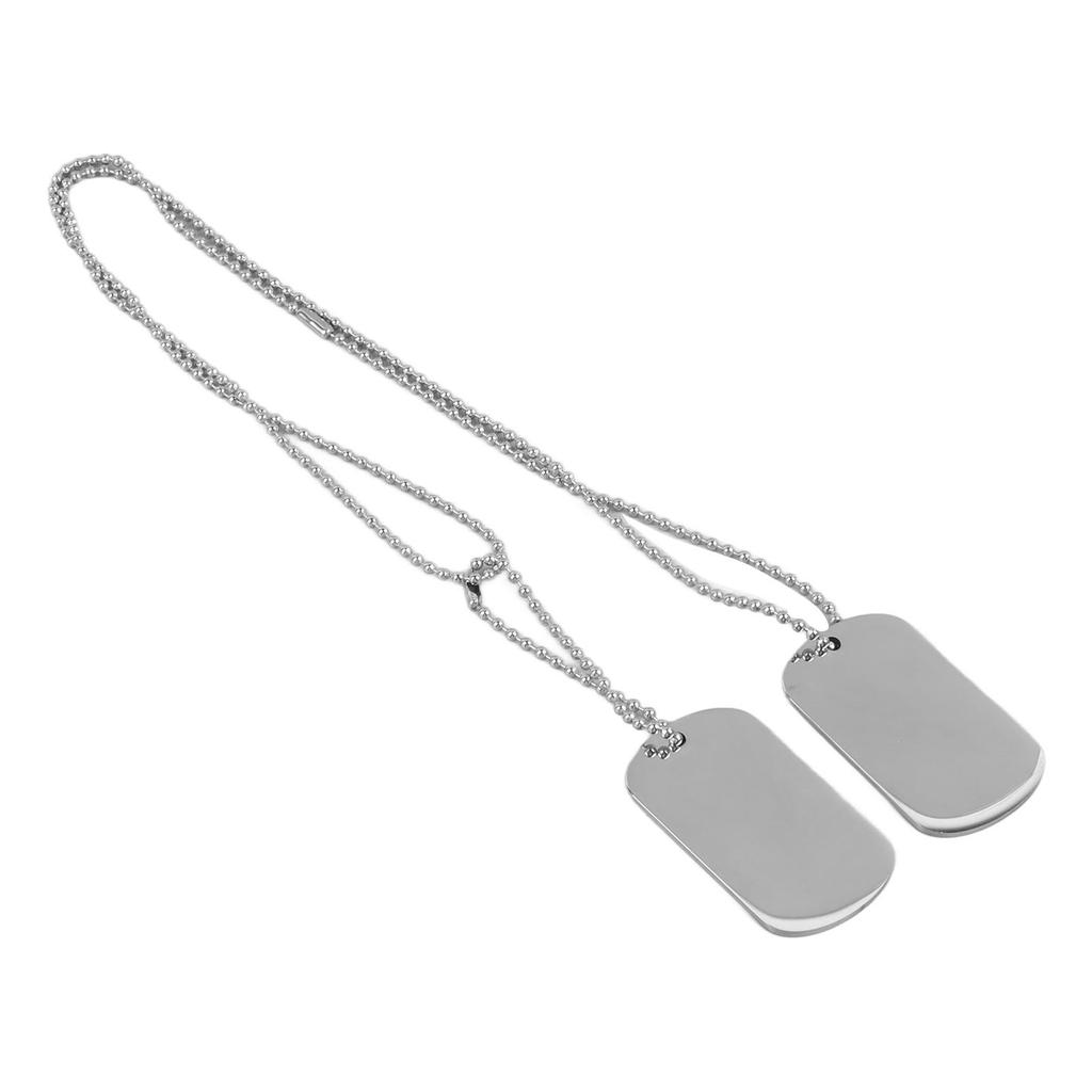 Double Tag Pendant Necklace Men Simple Fashionable Titanium Steel Necklace Jewelry Accessory for Party