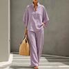 1116 European and American New Women's Striped Shirt Set for Vacation Style Leisure Urban Suit