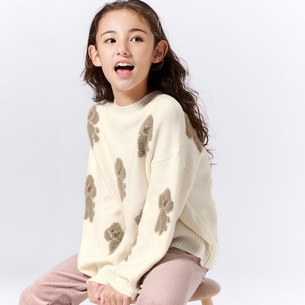 

Gu By Uniqlo Girls Жаккардовый свитер Той Пудель 40 CREAM/110cm