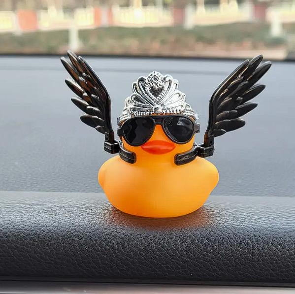 Car Duck Car Rubber Dashboard Decorations Ornament Yellow Duck With Mini Swim Ring Sun Cowboy Hat Necklace For Rubber Duck