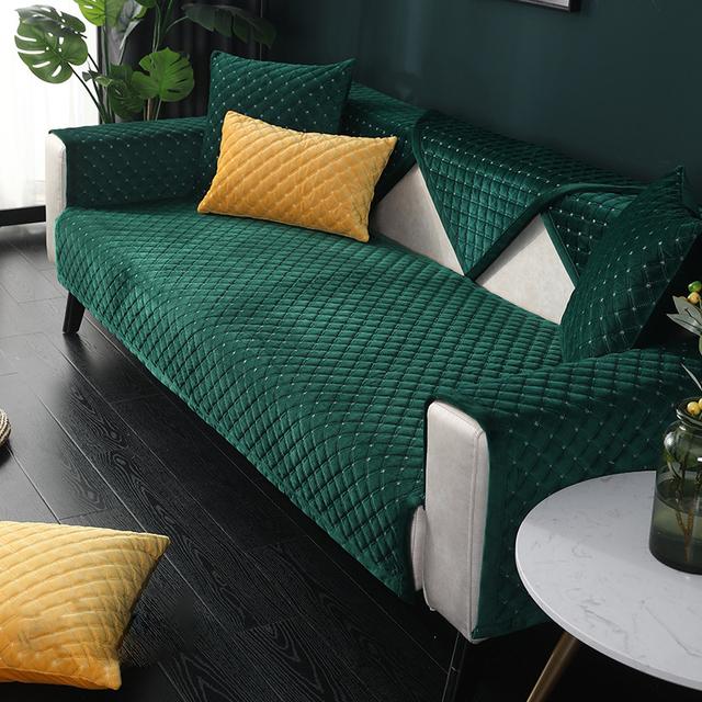 Plush Sofa Cover Non-slip Covers For Sofas 1/2/3 Seater Chaise L Shape Couch Slipcovers Solid Color Sofa Covers For Living Room