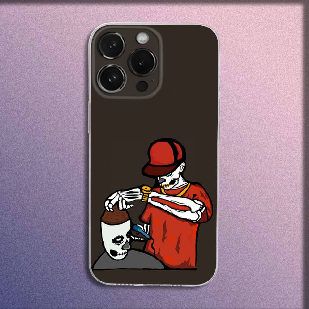Phone Case For iPhone 16,15,14,13,12,11 Plus,Pro,Max,XR,XS,Plus,E,Mini Transparent Cartoon Funny Barber Shop Cover