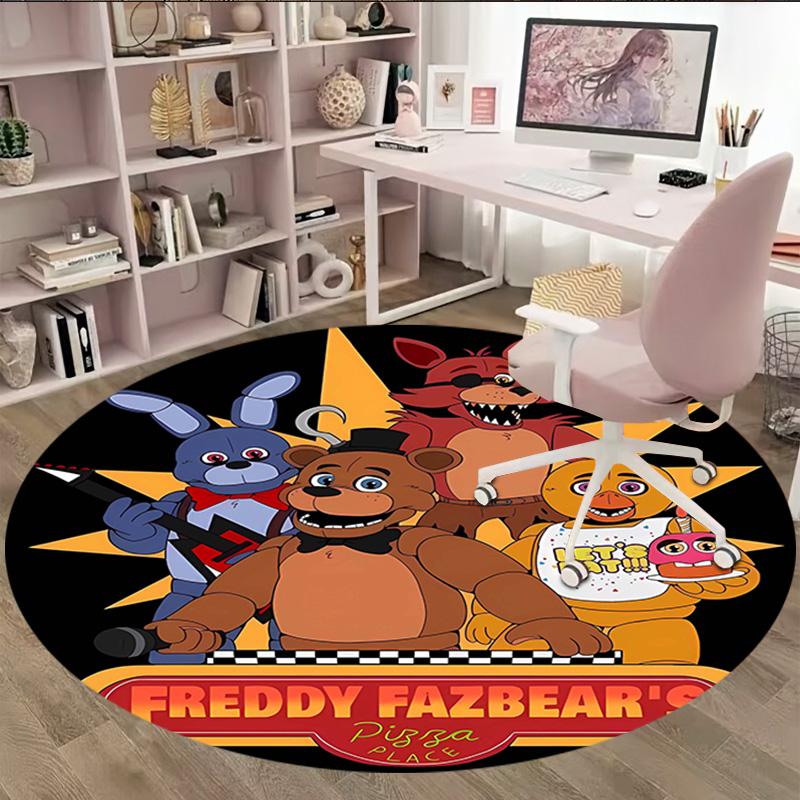 1pc Freddy Bear1 Print Round Carpet Chair Round Carpet Suitable for Bedroom Living Room Home Decorative Carpet