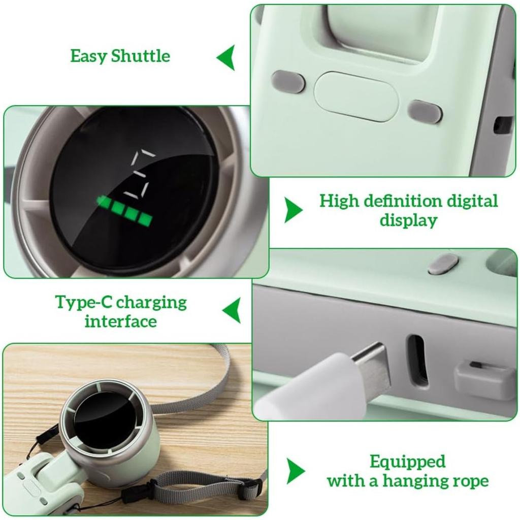 Handheld Fan, Mini Fan Foldable, Portable Handheld Fan with Lanyard, LED Display, 5 Speeds, 3600mAh Rechargeable Battery, Small Foldable Fans