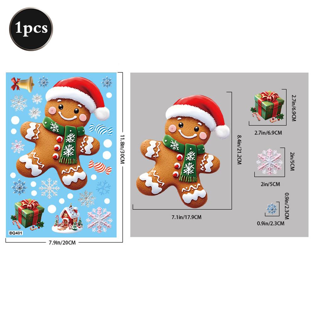 2026 Christmas Window Stickers Santa Claus Reindeer Snowmen PVC Static Glass Stickers No Glue Reusable Christmas Home Decoration