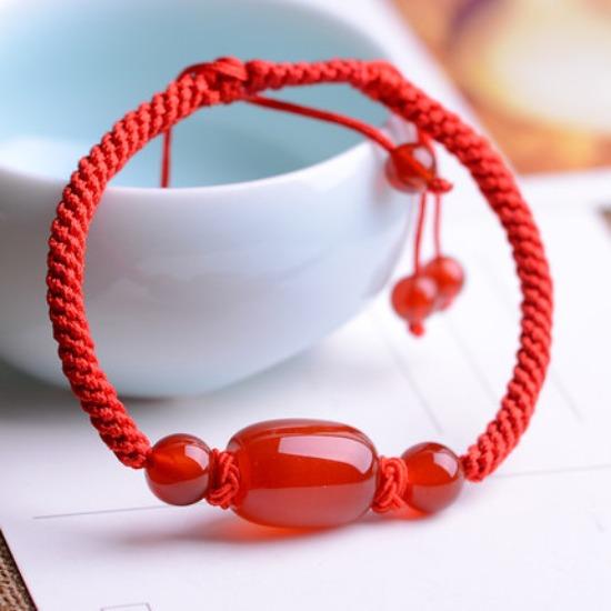 Agate Red Rope Hand-Woven Flower Blooming Rich Bracelet Ethnic Style Exquisite Couple Girlfriend Fashion Jewelry Handmade Auspicious Clouds