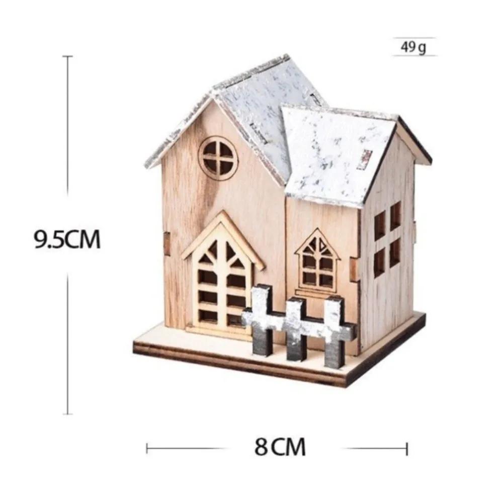 Merry Christmas DIY Xmas Wooden House Glowing Castle Mini Christmas LED Light Xmas Ornaments Home Decoration