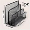 4-Tier Stepped File Organizer, Black Metal Mesh Letter Holder and Mail Sorter for Home Office Desk Storage Less
