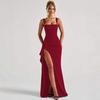 European and American INS style women's evening dress long dress 2026 summer fashionable sexy suspender backless high split dress