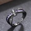 Huitan Special-interested Black Plated Purple CZ Rings for Women Vintage Female Accessories Daily Wear Party Personality