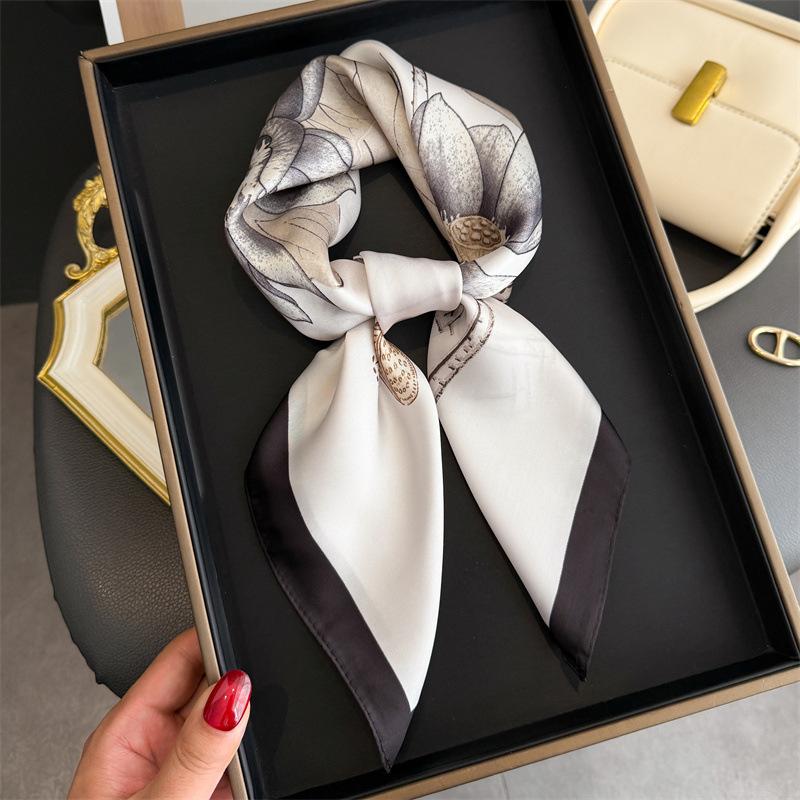 New Luxury  Silk Square Scarf Women Neck Summer Beach Hair Bandana Headkerchief Shawl Wrap Hijab Echarpe