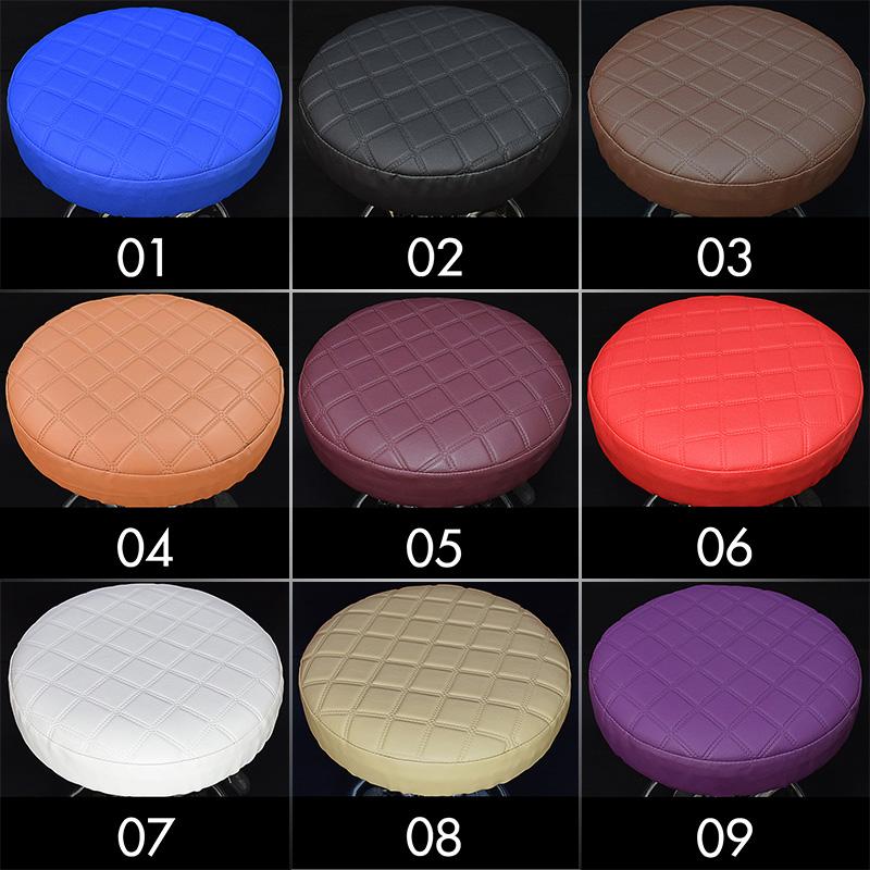 Round Chair Protector Thicken PU Leather Elastic Bar Stool Chair Cover Waterproof Stool Slipcover Small Round Seat Cushion Cover