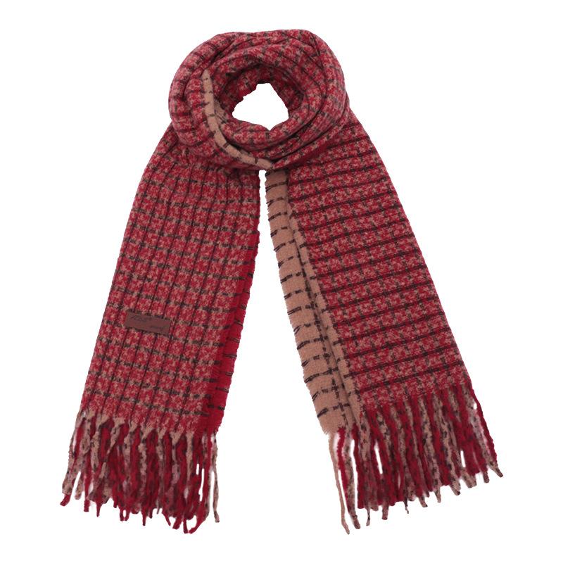 Internet celebrity fashion personality plaid color matching winter cold protection neck breathable scarf casual fringed comfortable warm scarf