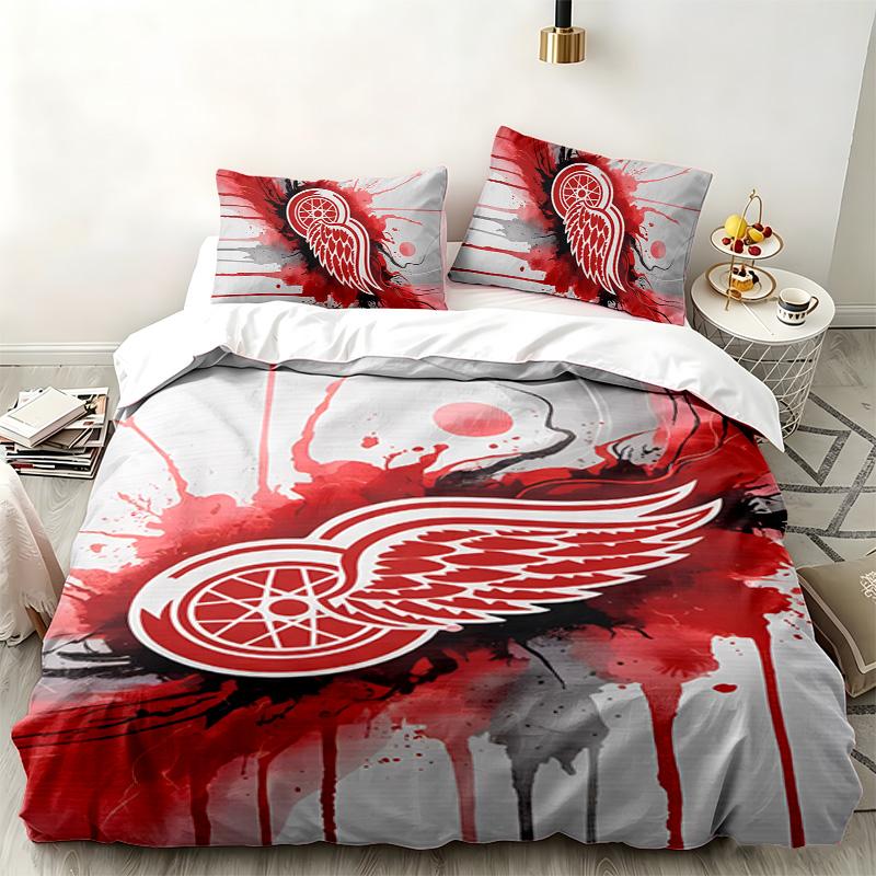 Detroit Red Wings 3pc Set Perfect for Bedroom Use Comfortable Bedding Set Includes a Duvet Cover and Two Pillowcases Ideal Birthday or Christmas Gift
