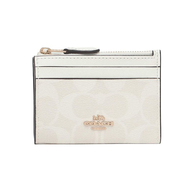 

Coach Skinny Id Case 11 Leather And Pvc Key Pouch Card Holder Mini Women accessories Glacier-White 88208-IMRFF Basic Set (Bag+Dust Bag)