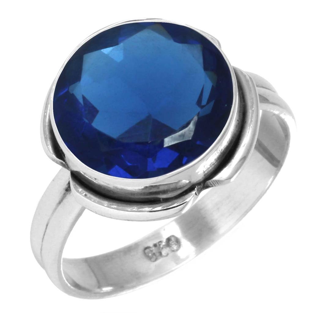 Bague en Argent Sterling 925 Femme Pierre Précieuse Bijou Fait Main Cadeau Halloween Améthyste Saphir Topaze Bleue Citrine Émeraude Iolite Péridot Rubis Costume