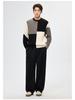 WOOG2005 Men's Color Block Patchwork Round Neck Sweater - 2025 Autumn/Winter Loose Casual Knitwear