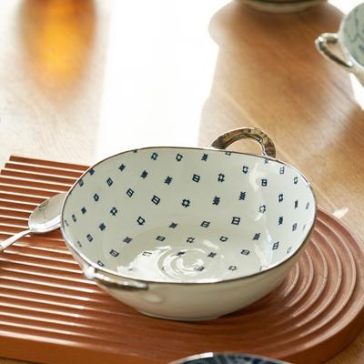 7.5inch Ceramic Bowl Double Ear Soup Bowls Tableware Japanese Style Large Noodle Bowls, 1pc