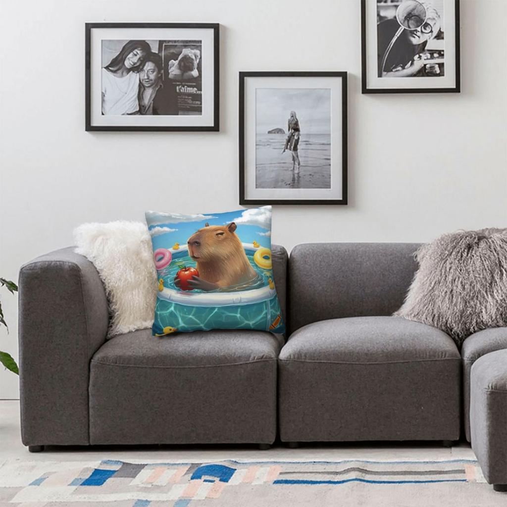 Cute Capybara Pillow Cover Kawaii Pillow Case For Office Car Home Decorative Cushion Cover Polyester Printed Pillowcases Gift