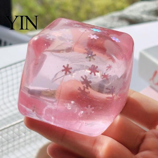 Entspannungs-Knetball Transparente Zitrone Spielzeug, Stressabbau Quallen Eiscreme Linderer Weicher Klarer Würfel Sensorisches Spielzeug für Kinder Erwachsene