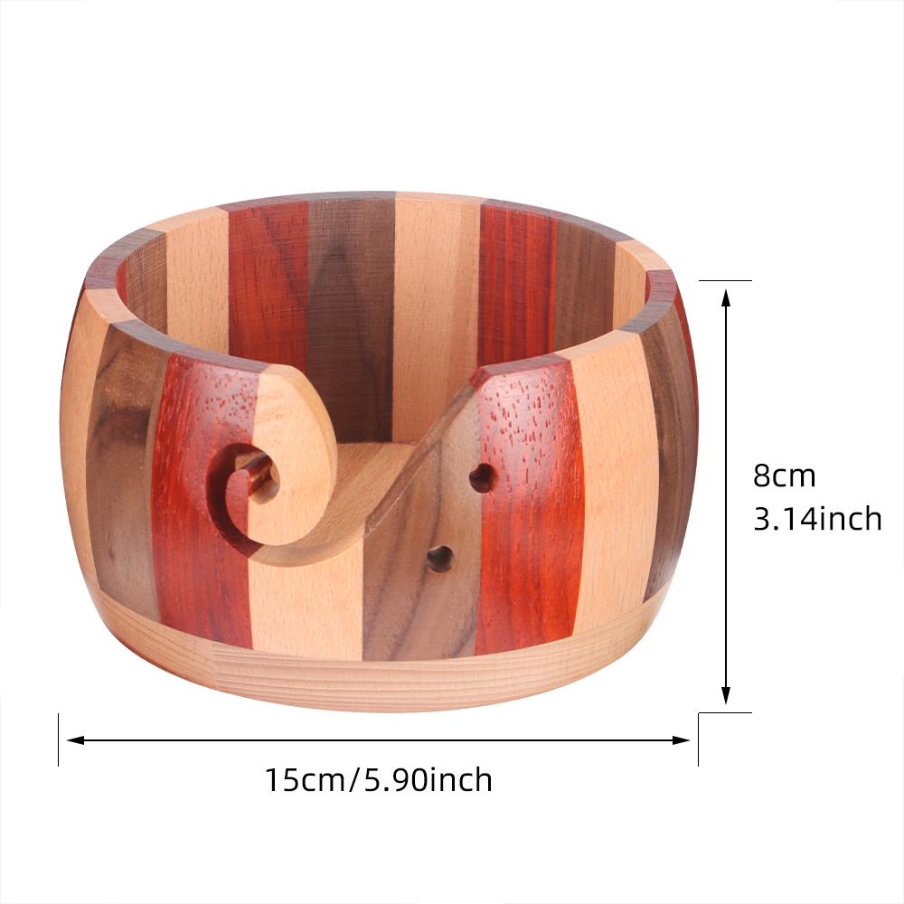Wooden Yarn Bowl Knitting Yarn Bowls with Holes Crochet Bowl Holder Handmade Yarn Storage Bowl for DIY Knitting Crocheting