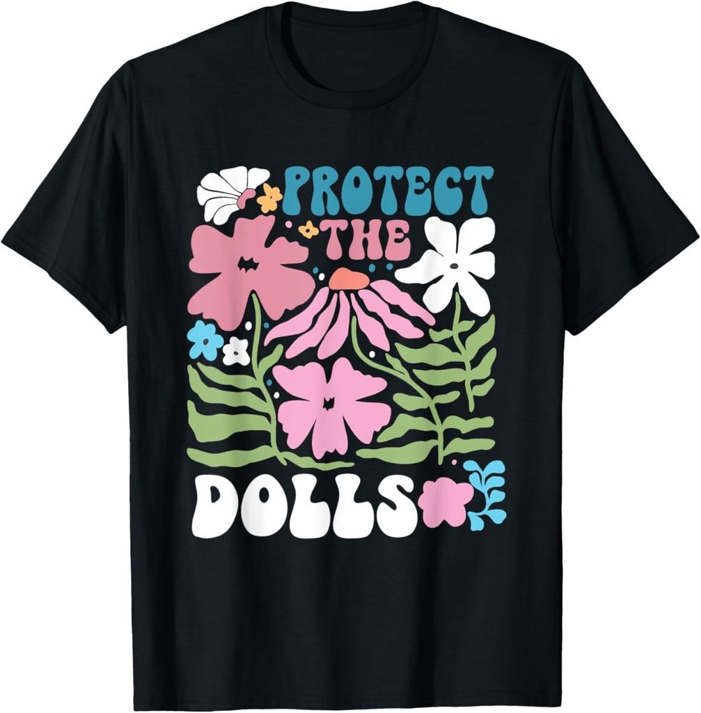 Maglietta Retro Proteggi Le Bambole Fiori Boho Diritti Trans LGBTQ+ Uomo Donna Unisex Top