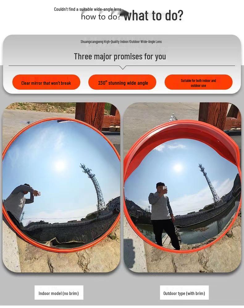 Miroir de circulation grand angle: Miroir Convexe Extérieur/Intérieur pour la Sécurité Routière et l'Antivol, Parfait pour les Coins de Garage