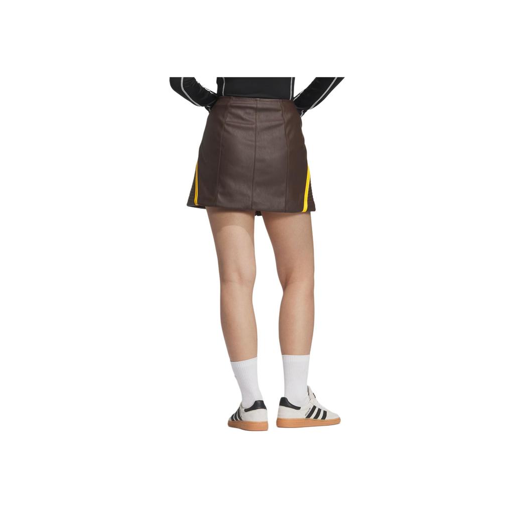 adidas Originals Women's Racing Faux Leather Mini Skirt Dark Brown JM8026